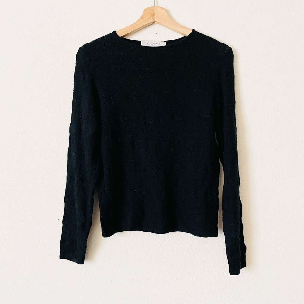 Vintage Saks Fifth Avenue 100% cashmere black beaded knit sweater